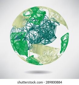 Abstract background with green sphere on theme digital technology and internet