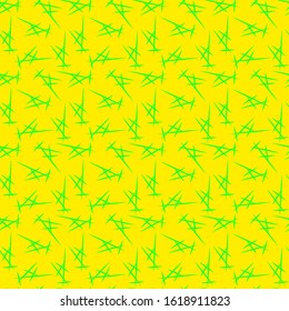 Abstract background green spines lines on a yellow background, seamless pattern, vector