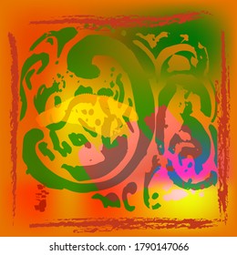 abstract background, green strokes on an orange background