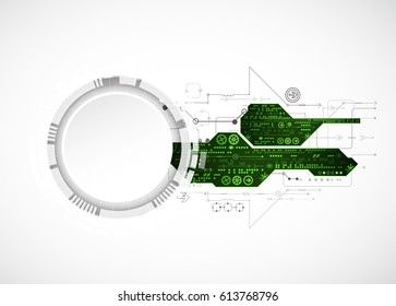 Abstract background with green technological elements. Technology backdrop. Vector illustration