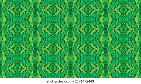 Abstract background with green tones, symmetrical design in vector, fauna and flora concept