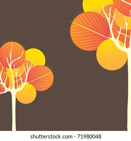 Abstract background with green tree and flowers. Vector illustration
