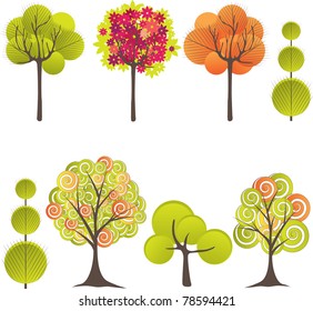 Abstract background with green tree. Vector illustration