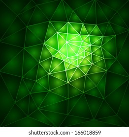 Abstract background green triangle mosaic, vector design.