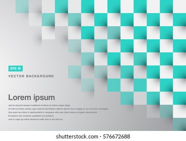 Abstract background green turquoise square pattern  copy space vector