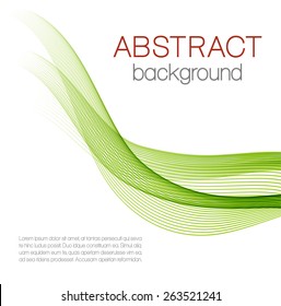 Abstract background with green wave isolated on white