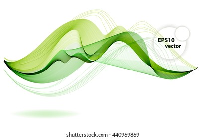 Abstract background with green waves, illustration, Vector