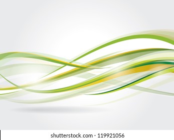 Abstract background with green waves and lines
