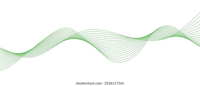 Abstract background with green wavy lines. Vector illustration	
