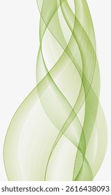 Abstract background green wavy lines. Vector illustration. Sketch for creativity.
