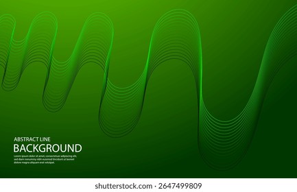Abstract background with green wavy lines. Vector illustration for design.