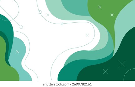 Fondo Abstractas con Formas onduladas verdes y espacio en blanco para texto. Diseño moderno para presentaciones y Fondos de pantalla.