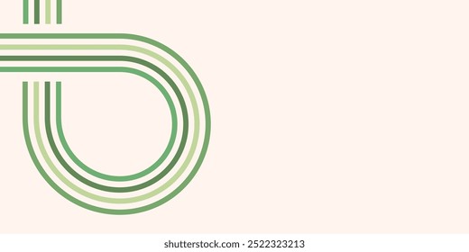 Fundo abstrato com listras onduladas verdes no loop. Modelo vazio. Ilustração vetorial.