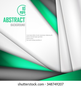 Abstract background of green, white and black origami paper. Vector illustration. EPS 10