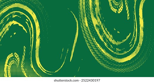 Abstract Background with Green and Yellow Brush Texture and Halftone Effect. Grunge Sport Background, for Event Banner or Poster Design