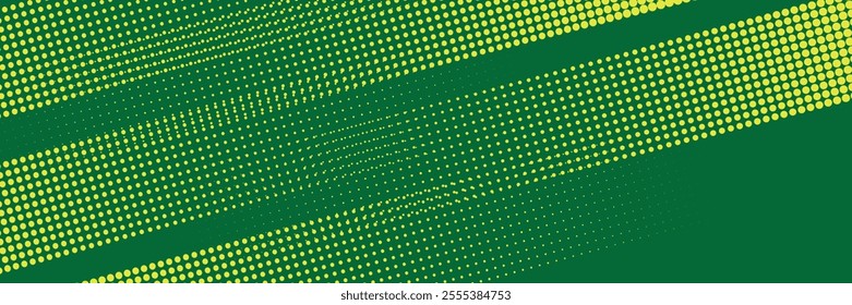 Abstract Background with Green and Yellow Brush Texture and Halftone Effect. Grunge Sport
