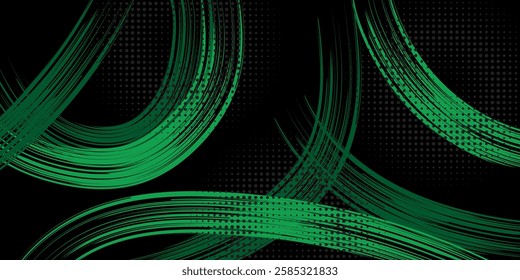 Abstract Background with Green and Yellow Brush Texture and Halftone Effect. Grunge Sport Background, for Event Banner or Poster Design