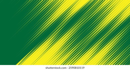 Abstract Background with Green and Yellow Brush Texture and Halftone Effect. Grunge Sport Background