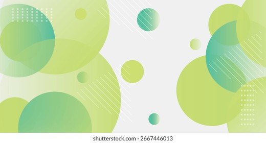 Abstract background with green and yellow circles and dots.