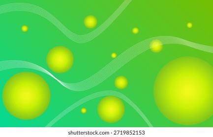 Fondo Abstractas con círculos verdes y amarillos y líneas blancas.