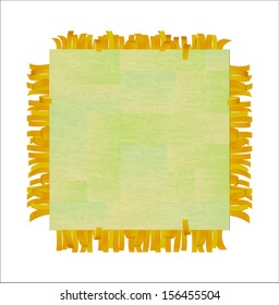 Abstract background in green and yellow colours, decorated with fringe.