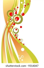 Abstract background from green and yellow strips and circles.