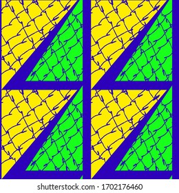 Triángulos verdes y amarillos de fondo abstracto, patrón transparente, textura para diseñador, ilustración vectorial