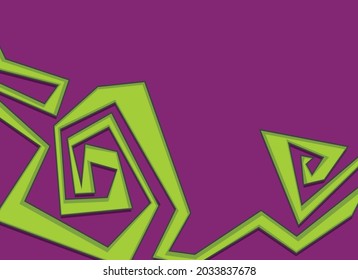 Abstract background with green zigzag and curly lines pattern and some copy space area