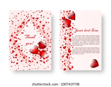 Abstract background for a greeting card with scarlet hearts for the design of greetings on the day of the holy valentine, mother's day or birthday. Vector illustration