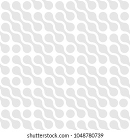 Abstract background of grey connected dots in diagonal arrangement on white background. Seamless pattern vector illustration.