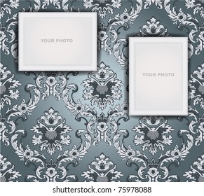 abstract background with grey damask ornament
