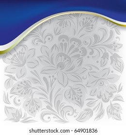 abstract background with grey floral ornament on white