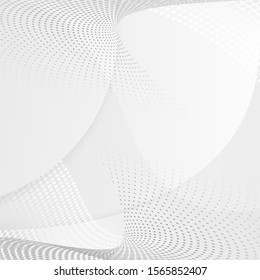 Abstract Background. Grey Halftone Element on Soft Wavy Backdrop. Modern Geometric Motion Design Pattern. Vector Illustration