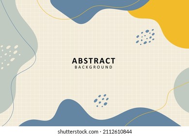 Abstract background with grid line. Hand drawing various shapes and doodle objects. Trendy modern contemporary vector illustration. Every background is isolated. Pastel color