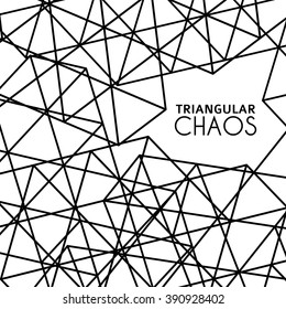 Abstract background with grid textured by black outline triangles. Simple graphic vector pattern