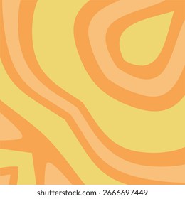An abstract background with groovy, flowing organic curves in a warm, retro color palette of orange and yellow.