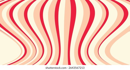 Abstract background of groovy Wavy Line design in 1970s Hippie Retro style. Vector random line for cloth, textile, wrap, poster, and web.