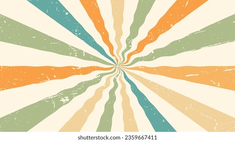 Abstract background of groovy Wavy spiral line design in 70s Hippie Retro style