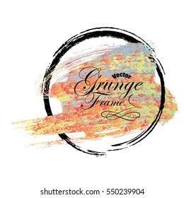 Abstract background, Grunge brush encased in a round frame, vector illustration