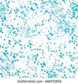 Abstract Background in Grunge Style. Ink Splashes Seamless Pattern. Hand Drawn Spray Texture. 