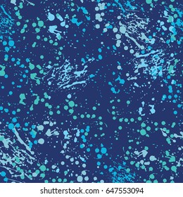 Abstract Background in Grunge Style. Ink Splashes Seamless Pattern. Hand Drawn Spray Texture. 