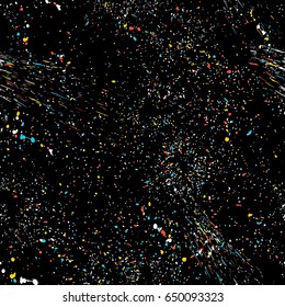 Abstract Background in Grunge Style. Ink Splashes Seamless Pattern. Hand Drawn Spray Texture. 