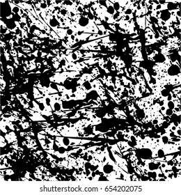 Abstract Background in Grunge Style. Ink Splashes Seamless Pattern. Hand Drawn Spray Texture. Black and White illustration.