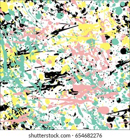 Abstract Background in Grunge Style. Ink Splashes Seamless Pattern. Hand Drawn Spray Texture. 