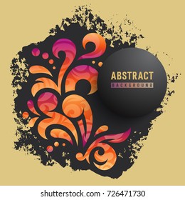 Abstract background with a grunge texture and floral pattern.Greeting card, cover, brochure, poster or banner template. Stylised floral design elements. Vector illustration
