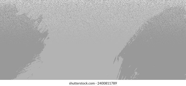 Abstract background with grunge texture and halftone grey effect style. Vector creative template with art brush, noise, splatter, concrete, paint textured illustration. Design urban wallpaper. EPS 10.