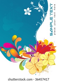 abstract background with grungy flower and colorful artwork