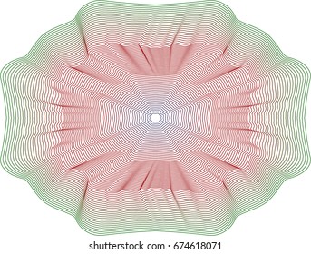 Abstract background with guilloche. Thin wavy color lines on a white background.
