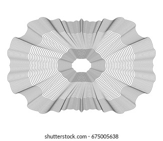 Abstract background with guilloche. Thin wavy color lines on a white background.