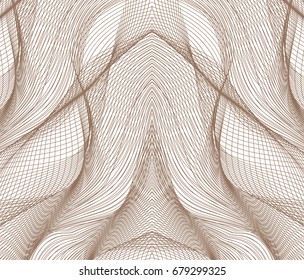 Abstract background with guilloche. Thin wavy color lines on a white background